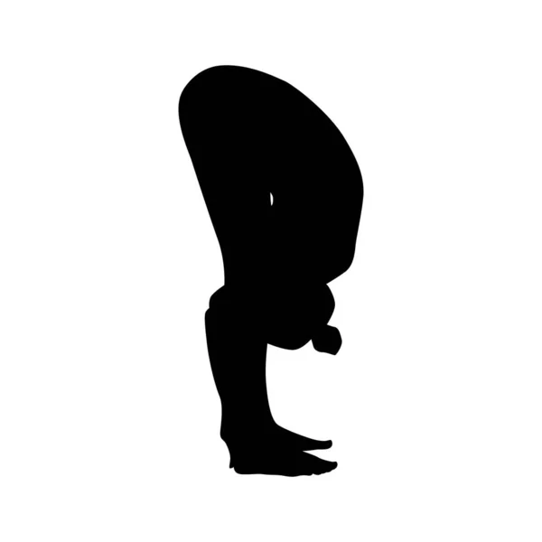 Yoga Sylwetka Wektor Ilustracja Czarno Biały — Wektor stockowy