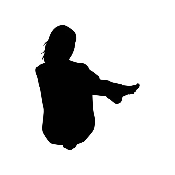 Yoga Silhouette Vettoriale Illustrazione Bianco Nero — Vettoriale Stock