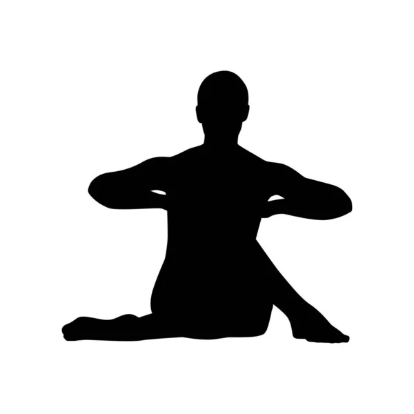 Illustration Vectorielle Silhouette Yoga Noir Blanc — Image vectorielle