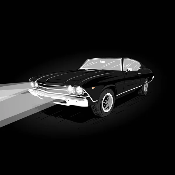 1969 Chevrolet Chevelle Coche Ilustración Vector Línea Arte — Archivo Imágenes Vectoriales