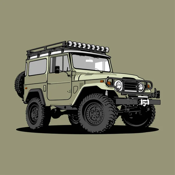 Jeep Land Cruiser Fj40 Carro Ilustração Vetor Linha Arte — Vetor de Stock
