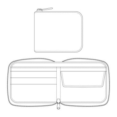 Şablon cüzdan vektör illüstrasyon düz tasarım giyim koleksiyonu