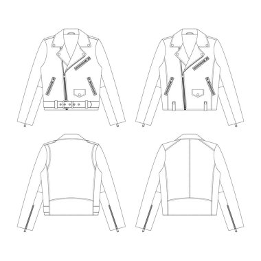 Şablon deri motosiklet ceketi vektör çizimi düz tasarım giysi