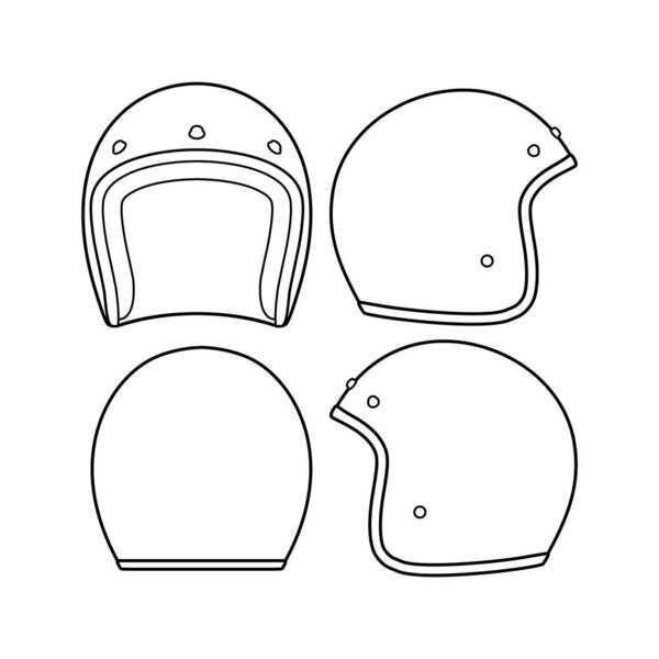 Helmet half face vector illustration flat outline template clothing collection hat