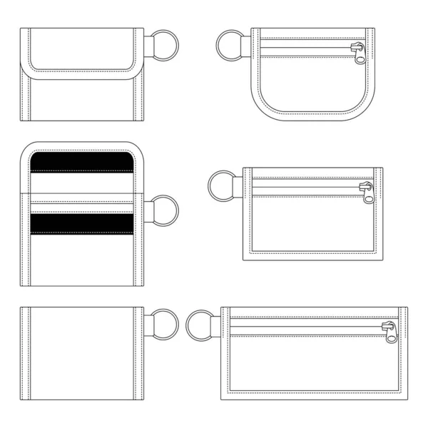 Vorlage Hängende Brieftasche Vektor Illustration Flache Design Umriss Kleidung — Stockvektor