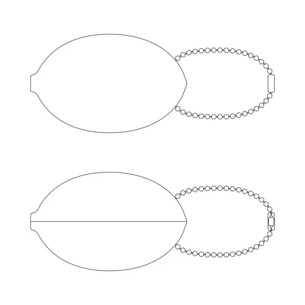 Modèle Serrer Porte Monnaie Illustration Vectorielle Dessin Plat Contour — Image vectorielle