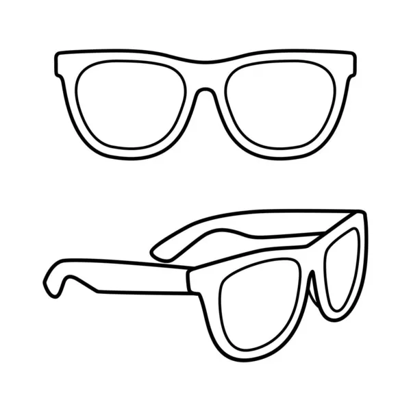 Templat Kacamata Hitam Menguraikan Vektor Desain Datar - Stok Vektor