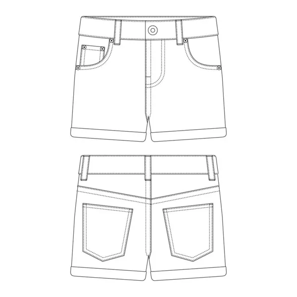 Modèle Manchette Ourlet Denim Pantalon Chaud Vecteur Illustration Plat Conception — Image vectorielle