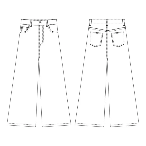 Modelo Cintura Alta Ajuste Reto Jeans Vetor Ilustração Plana Design —  Vetores de Stock