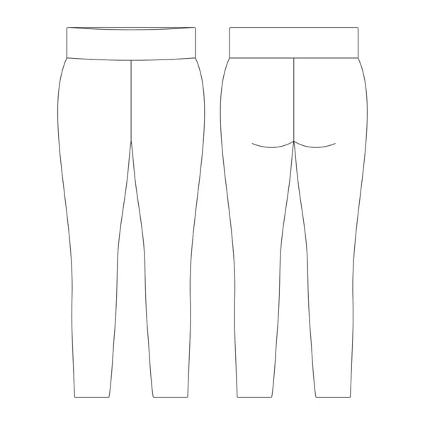 Template Leggings Vector Illustration Flat Sketch Design Outline — Stock Vector