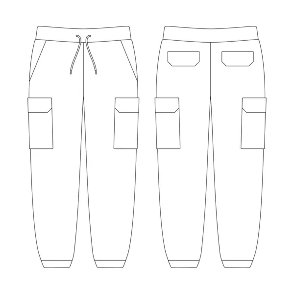Modèle Cargo Pantalon Survêtement Vectoriel Illustration Croquis Plan Design Contour — Image vectorielle