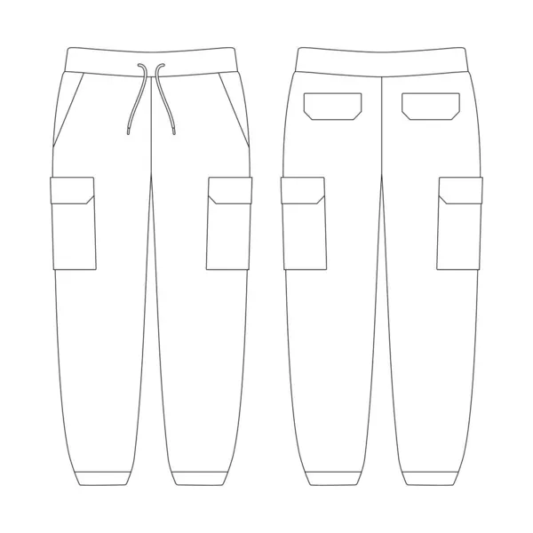 Modelo Carga Sweatpants Vetor Ilustração Esboço Design Esboço Plano —  Vetores de Stock