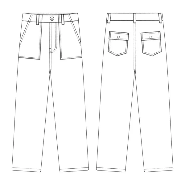 Modèle Pantalon Fatigue Illustration Vectorielle Dessin Plat Contour Vêtements — Image vectorielle