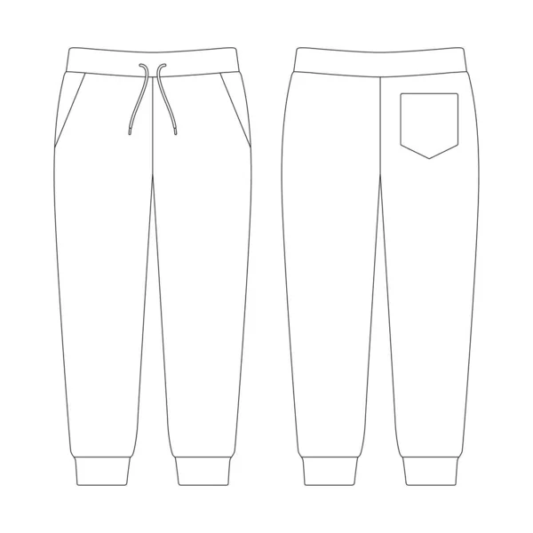 Modelo Jogger Sweatpants Vetor Ilustração Esboço Design Esboço Plano — Vetor de Stock