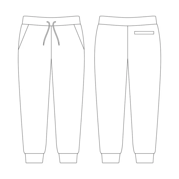 Mall Jogger Sweatpants Jetted Pocket Vektor Illustration Platt Skiss Design — Stock vektor