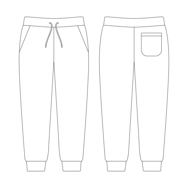 Mall Jogger Sweatpants Patch Ficka Vektor Illustration Platt Skiss Design — Stock vektor