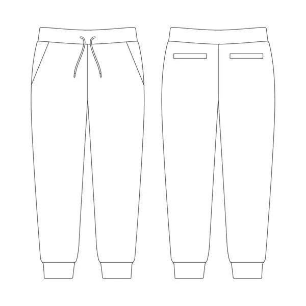 Template Jogger Sweatpants Jetted Pockets Vector Illustration Flat Sketch Design — Stock Vector