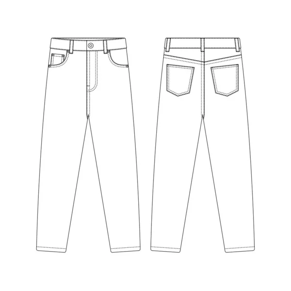 Modelo Skinny Jeans Vetor Ilustração Plana Design Esboço Vestuário —  Vetores de Stock