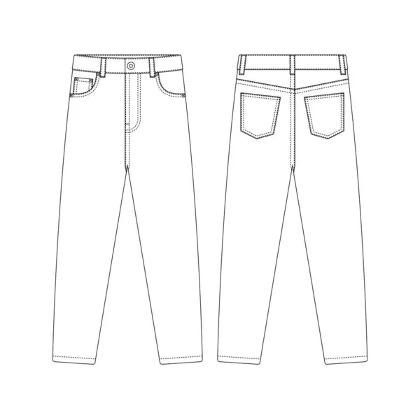 Modelo Skinny Jeans Vetor Ilustração Plana Design Esboço Vestuário —  Vetores de Stock