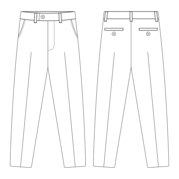 Modelo Terno Calças Calças Vetor Ilustração Design Plana Esboço Vestuário —  Vetores de Stock