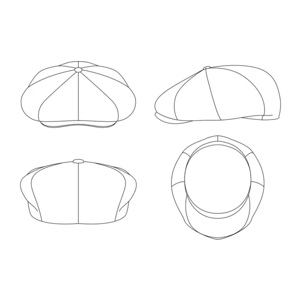 Template Apple Cap Vector Illustration Flat Sketch Design Outline Headwear — Stock Vector