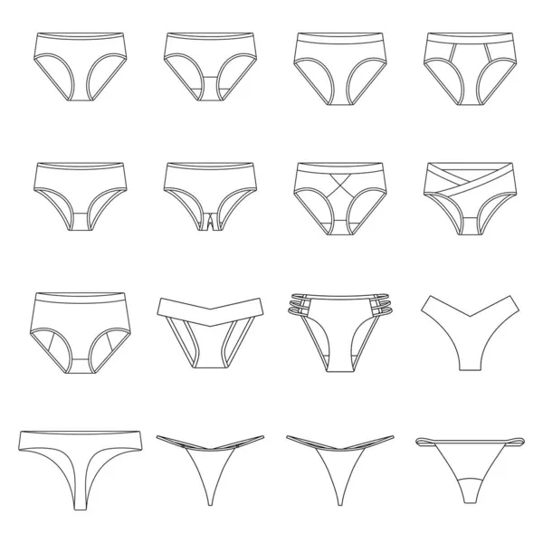 Template Women Underpants Vector Illustration Flat Sketch Design Outline — Stock Vector