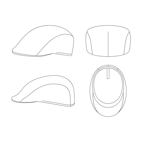 Modèle Capuchon Plat Respirant Vecteur Illustration Croquis Plat Design Contour — Image vectorielle