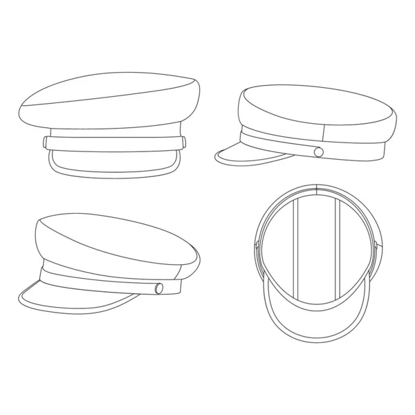 Plantilla Breton Sombrero Vector Ilustración Plano Bosquejo Diseño Contorno Cabeza — Vector de stock