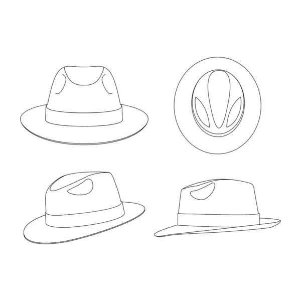 Modèle Chapeau Fedora Vecteur Illustration Croquis Plat Conception Contour Coiffure — Image vectorielle