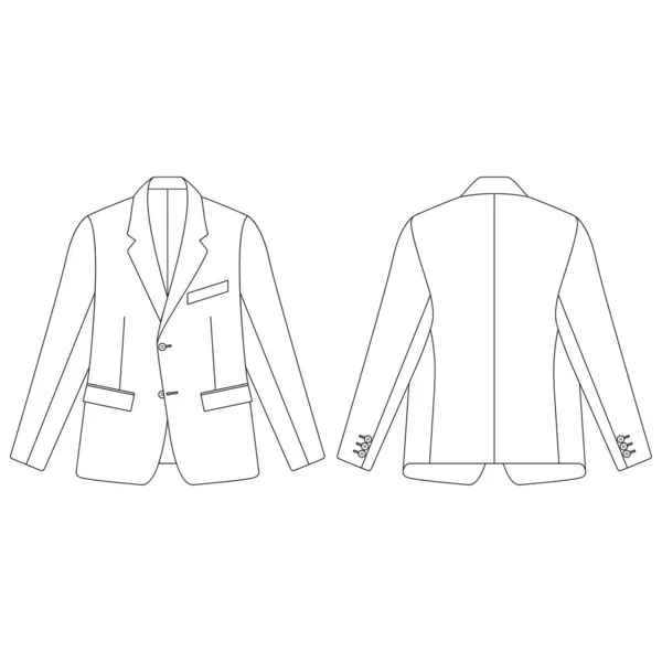 Template Flip Pockets Blazer Vector Illustration Flat Design Outline Clothing — Stock Vector
