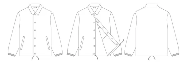 Шаблон Куртка Тренера Векторні Ілюстрації Плоский Дизайн Контур Одягу — стоковий вектор