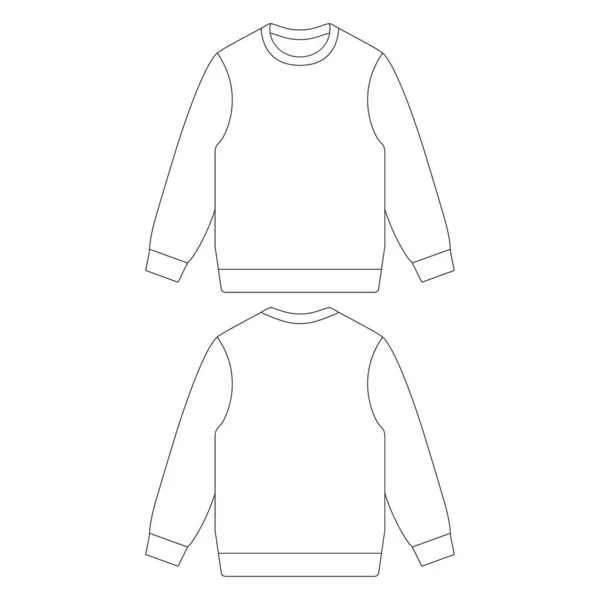 Plantilla Suéter Vector Ilustración Boceto Plano Esquema Diseño — Vector de stock