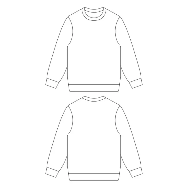 Vorlage Pullover Vektor Illustration Flache Skizze Entwurf Umriss — Stockvektor