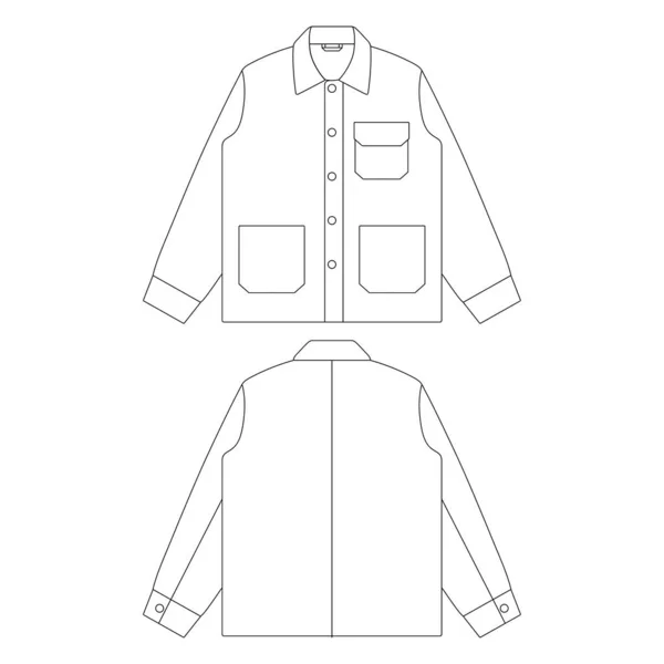 Template Chore Jacket Flap Pocket Vector Illustration Flat Sketch Design — Stock Vector