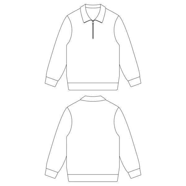 Modèle Zip Pull Sweat Shirt Vectoriel Illustration Croquis Plan Design — Image vectorielle