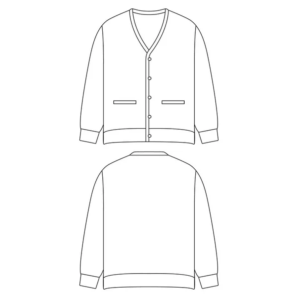 Modèle Tricot Cardigan Vecteur Illustration Plat Design Contour Collection Vêtements — Image vectorielle
