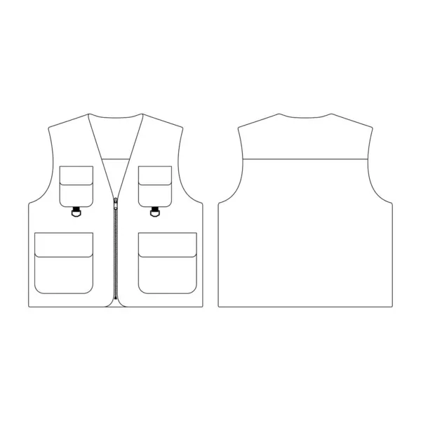 Template Vest Vector Illustration Flat Design Outline Clothing Collection —  Vetores de Stock