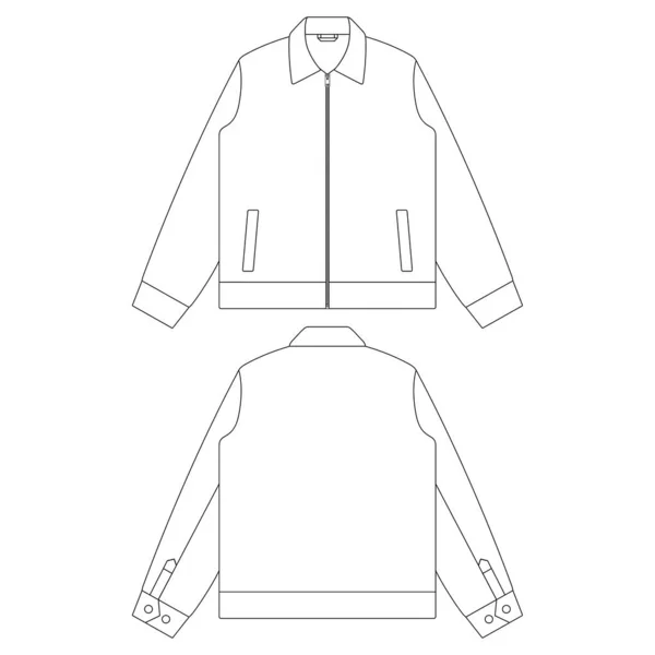 Modèle Veste Zip Vectoriel Illustration Croquis Plan Design Contour — Image vectorielle