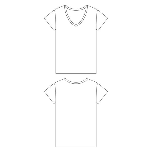 Modèle Lâche Ajustement Cou Shirt Femmes Vectoriel Illustration Croquis Plan — Image vectorielle