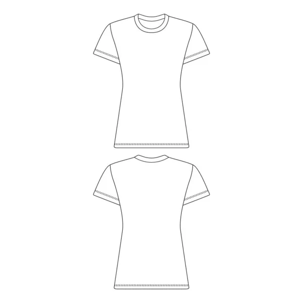 Vorlage Shirt Frauen Vektor Illustration Flache Skizze Entwurf Umriss — Stockvektor