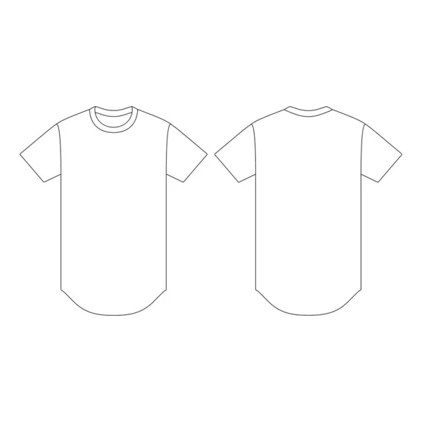 Vorlage Gebogener Saum Shirt Vektor Illustration Flache Skizze Entwurf Umriss — Stockvektor