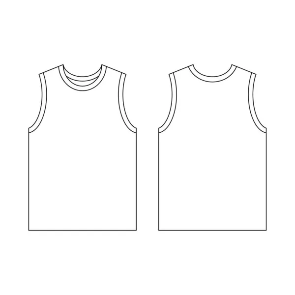 Sjabloon Jersey Basketbal Nek Vector Illustratie Plat Ontwerp Schets Sjabloon — Stockvector