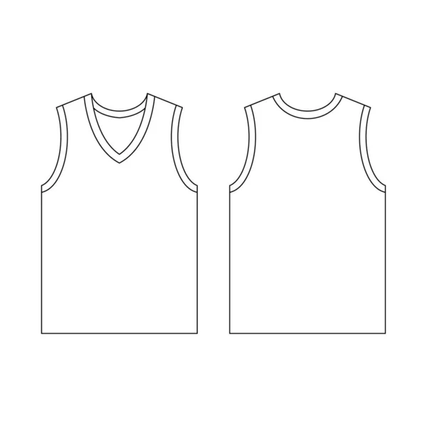 Template Jersey Basketball Neck Vector Illustration Flat Design Outline Template — Stock Vector