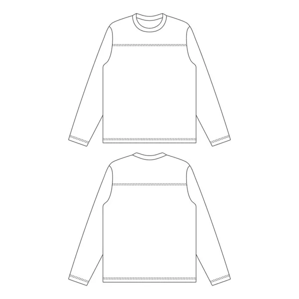 Plantilla Manga Larga Camiseta Fútbol Vector Ilustración Boceto Plano Esquema — Vector de stock