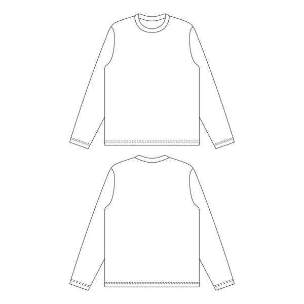 Plantilla Manga Larga Camiseta Vector Ilustración Boceto Plano Diseño Contorno — Vector de stock