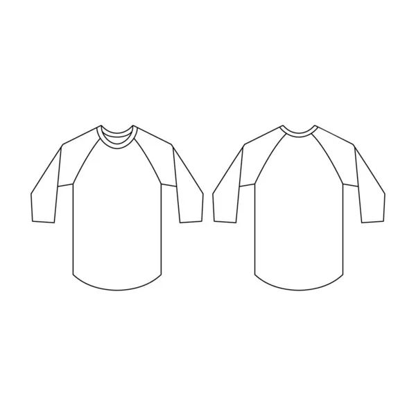 Template Raglan Vector Illustration Flat Design Outline Template Clothing Collection — Stock Vector