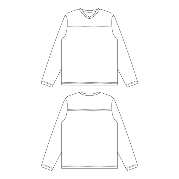 Plantilla Cuello Manga Larga Camiseta Fútbol Vector Ilustración Boceto Plano — Vector de stock