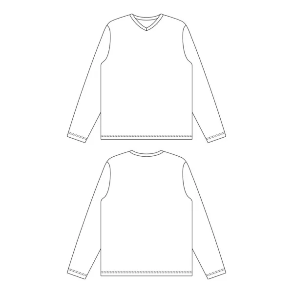 Plantilla Cuello Manga Larga Camiseta Vector Ilustración Boceto Plano Diseño — Vector de stock