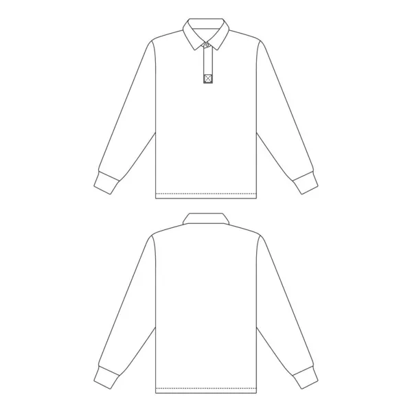 Modelo Clássico Rugby Camisa Vetor Ilustração Plana Design Esboço Vestuário — Vetor de Stock