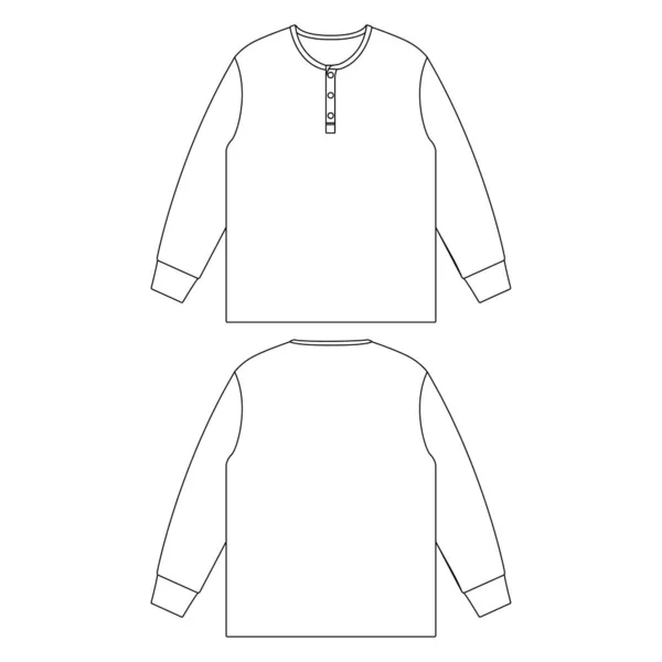 Șablon Gât Lung Tricou Vector Ilustrare Design Plat Schiță Colecție — Vector de stoc